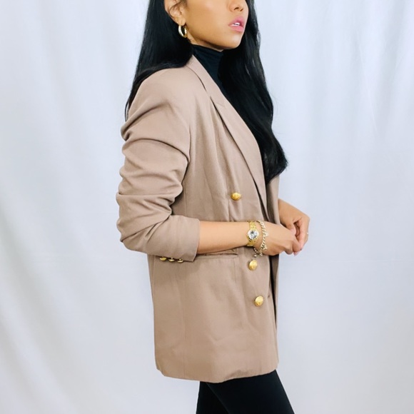 Vintage | Brown and Gold Double Oversized Breasted Blazer - Picture 8 of 11